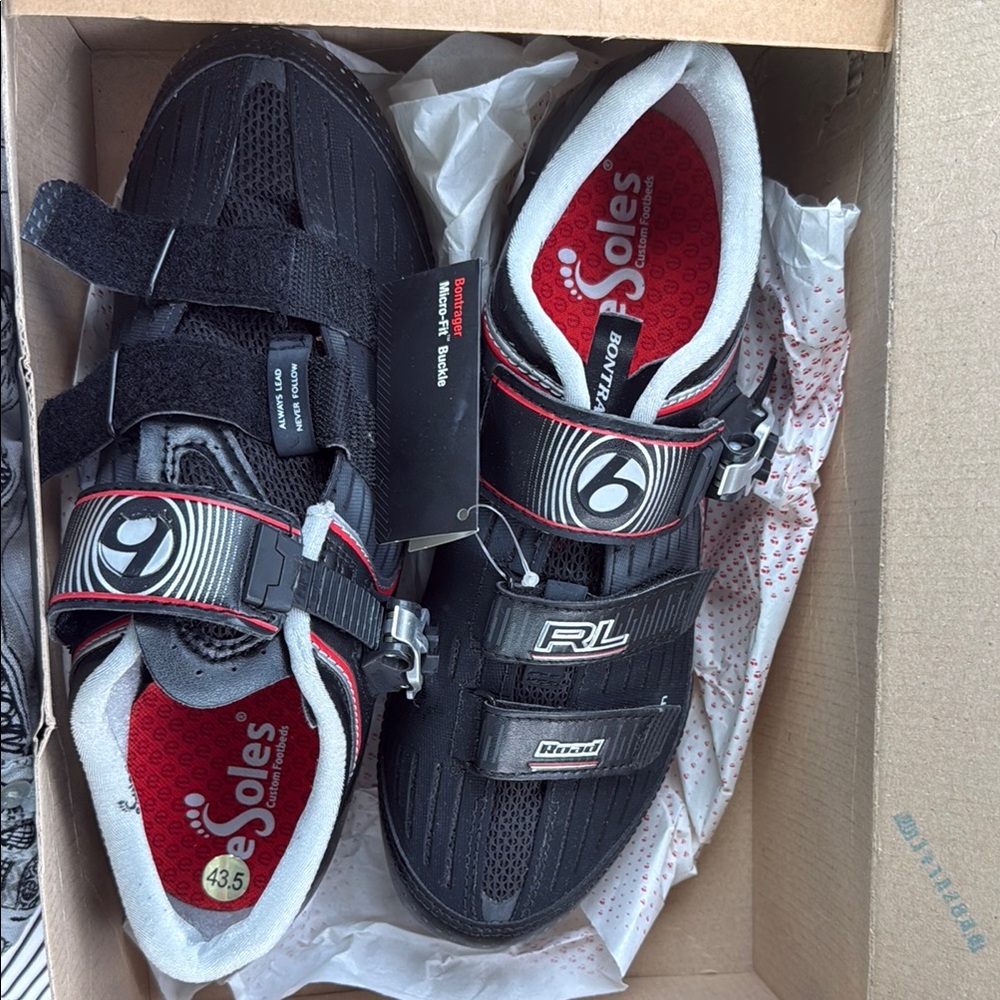 Bontrager Bike Red and Black Athletic Shoes with Velcro Straps and Ventilation